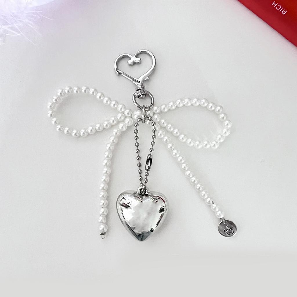 Versatile Fashion Key Chain Accessory Trendy Heart Bowknot Pendant Keychain Simple Keyrings Accessory for Bag Purse