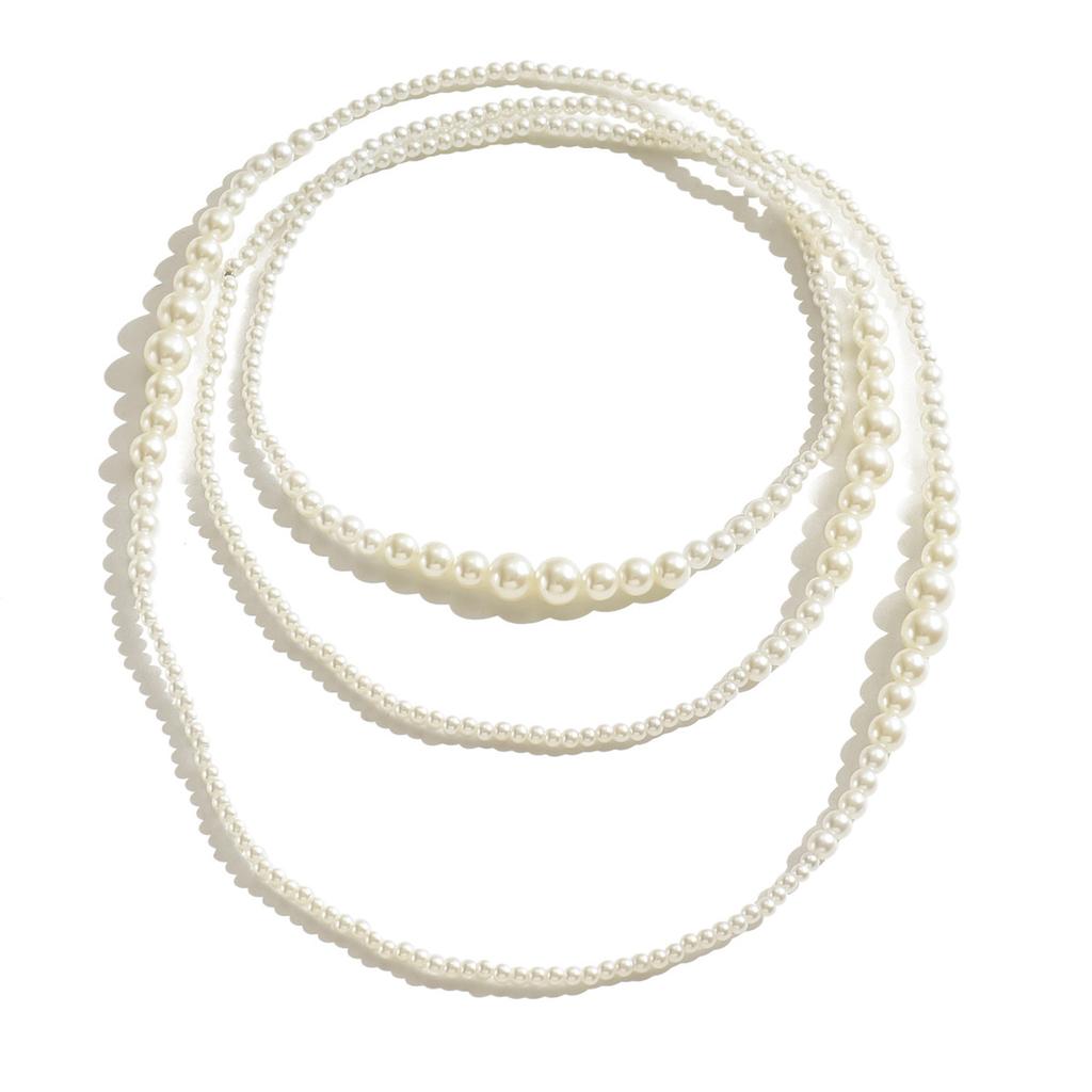 Vintage Y2K light luxury multi-layer pearl necklace niche design cold wind pearl choker handmade collarbone chain
