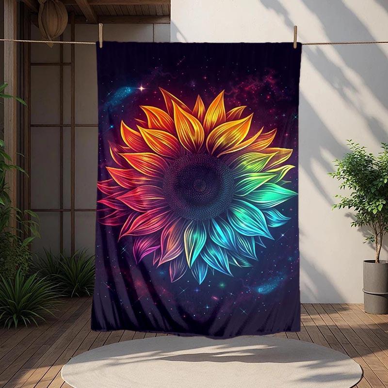 

1pc Sunflower Printing Lightweight Flannel Blanket, Comfortable and Warm Blanket, for Camping Sofa Bed and Couch Office, Suitable for Gift Bl 100x150cm