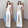 Women's High-Waisted Micro-Flare White Jeans, Plus Size, American Style, Slimming, Loose Wide-Leg, Autumn/Winter Collection