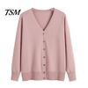 Single-breasted Women Sweater Coat Solid Color Buttons Long Sleeves Casual Autumn Cardigan Soft V Neck Jacket for Daily Wear