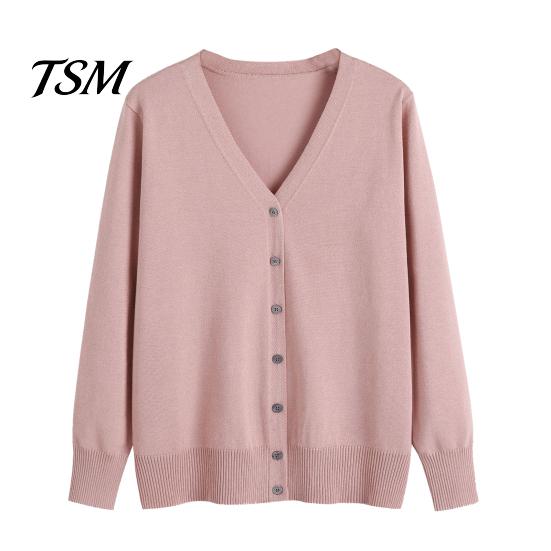 Single-breasted Women Sweater Coat Solid Color Buttons Long Sleeves Casual Autumn Cardigan Soft V Neck Jacket for Daily Wear