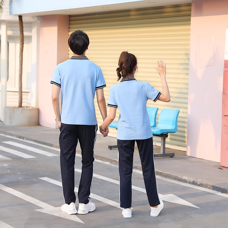 2023 Summer Short Sleeve T-shirt School Uniform Set for Junior & High School Students - Boys & Girls Two-piece Sports Class Uniform