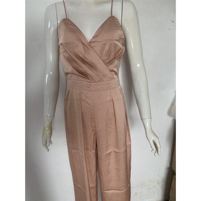 

Fashion Suspenders Jumpsuit Trousers Women s Sling Overalls Jumpsuit Rompers Women Orange pink M