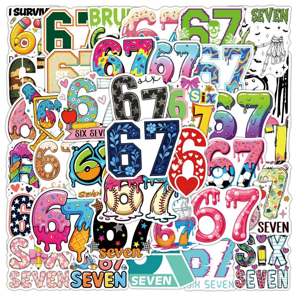 50PCS Graffiti Stickers Internet Popular Numbers Six Seven Decals Decor Phone Stationery Sticker DIY Memes 67 Entertaining Play Safe Kid Friendly Fun