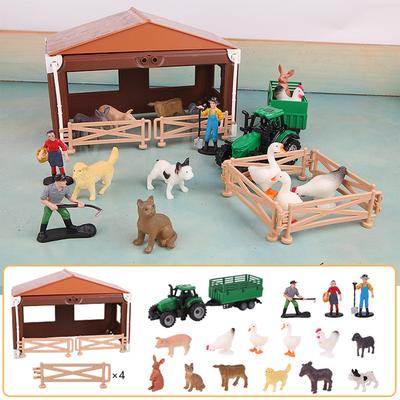 Bau-Set Bauernhofszene 21 realistische Bauernhoftiere Bauer Figuren Spielzeug Kreative Lernaktivität für Kinder