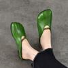 Johnature Women's Shoes Genuine Leather Flat Slippers Round Toe Versatile Casual Solid Color Outdoor Slides