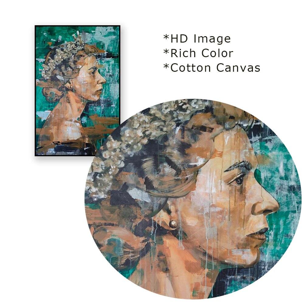 Graffiti Art Poster Queen Elizabeth II Portrait Prints Canvas Painting Pop Street Art Wall Art Bedroom Living Room Decoration