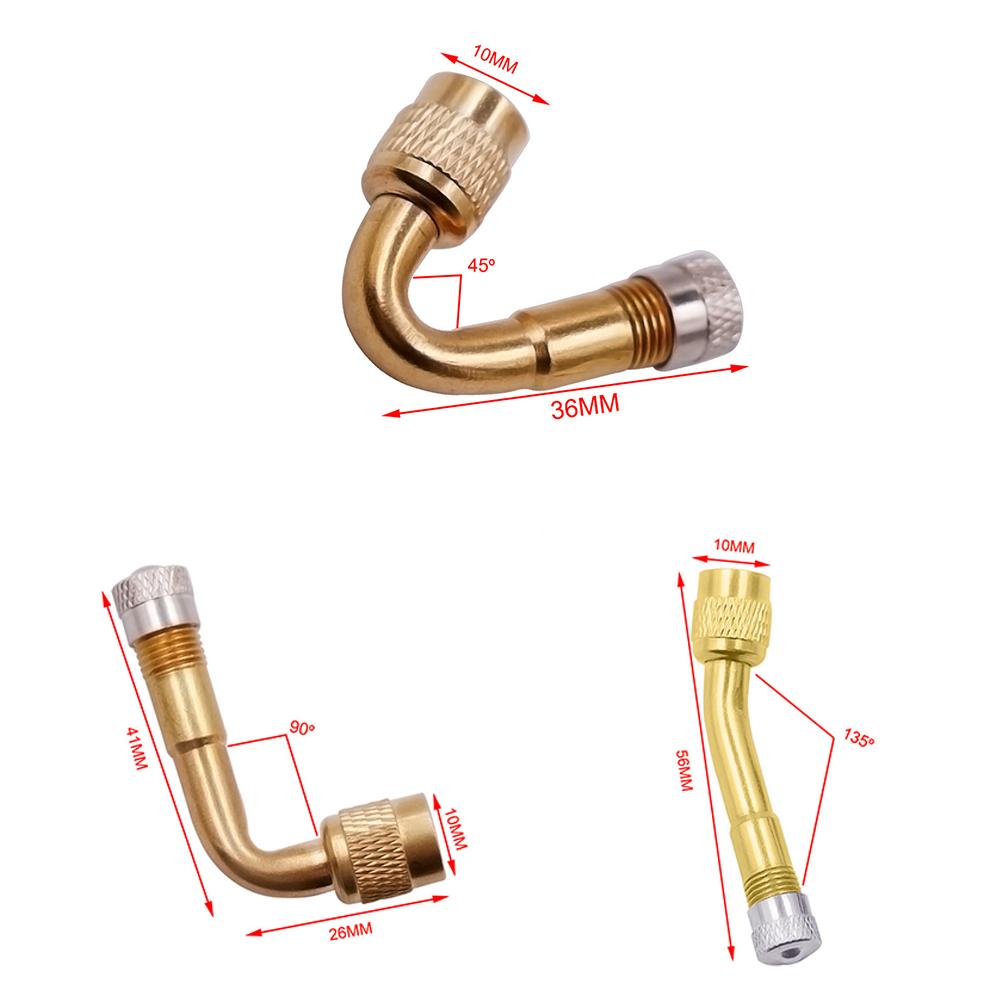 Tire Valve Extension, 45 90 135 Multi Degree Brass Tire Valve Stem Extension Adaptor, Universal Tire Inflator Nozzle Extenders