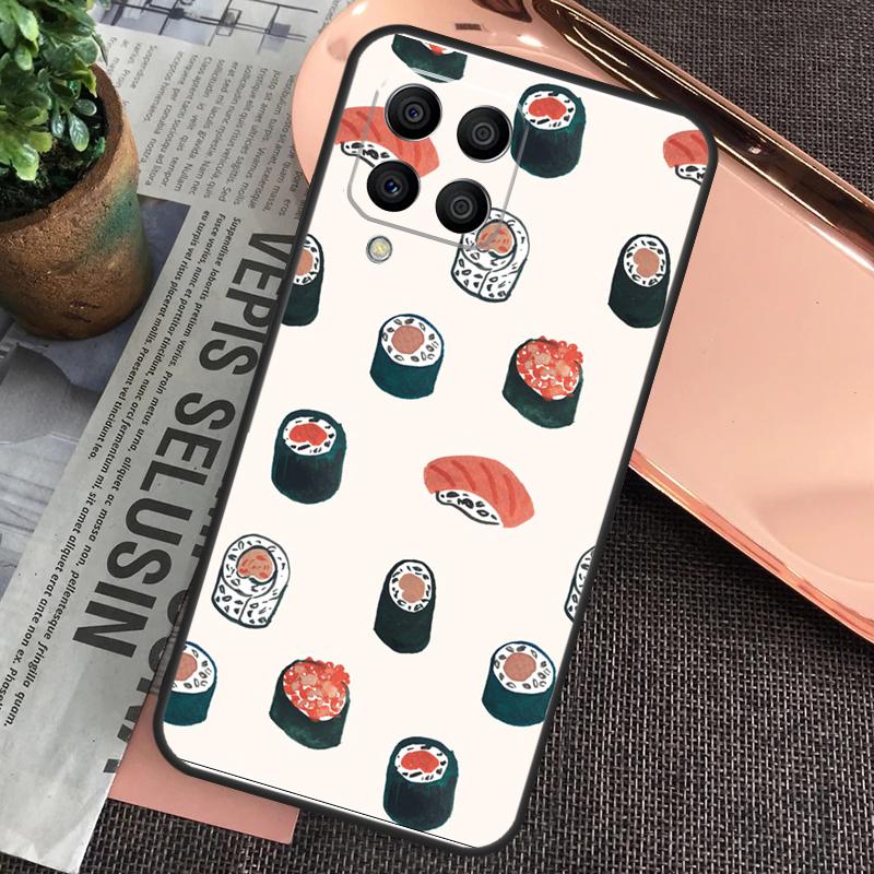 Kawaii Sushi Pattern Case For Samsung Galaxy M15 M55 M13 M23 M33 M53 M31 M51 M14 M34 M54 M20 M30s M12 M32 M52