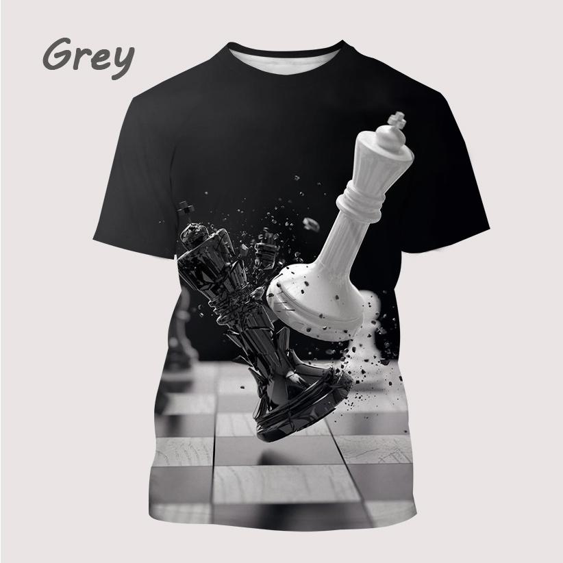 

Забавные шахматы, шахматная доска, черно-белые мужские футболки с 3D принтом, летние Harajuku, повседневная уличная одежда, футболки унисекс, одежда больших размеров L