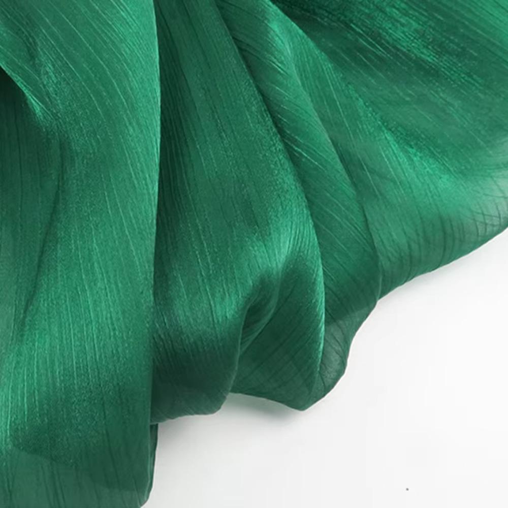 Romantic Style Water Ripple Organza Fabric 1m Bright Crepe Gauze Tulle DIY Wrinkled Fabric Wedding Decorative