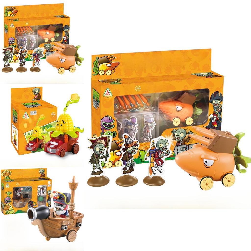 Plants Vs Zombies Toy Car Set With Launching And Light Features For Kids Interactive Play
