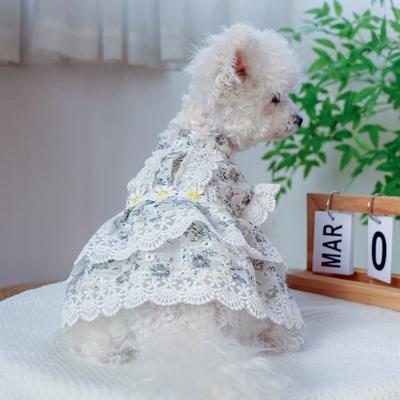Dog Flower Decors Dress Walking Camp Pet Dress Dog Lace Floral Skirt Dog Skirt