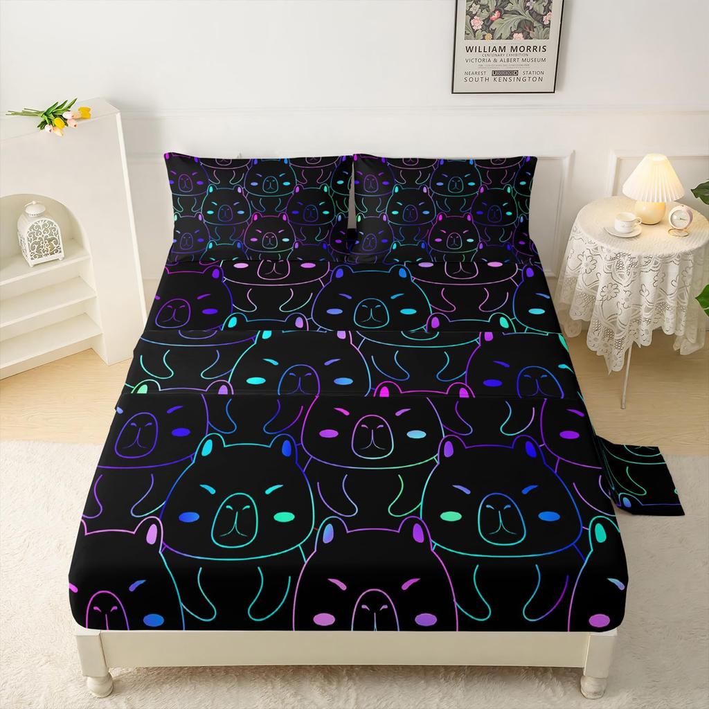 Ice Hockey Player Pattern Sheet Four Piece Bedding Set Bedroom Room Dormitory Bedding Decoration