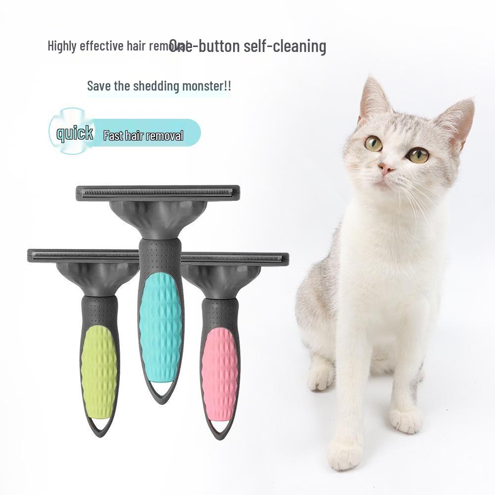 In Stock Press-Type Pet Hair Removal De-Shedding Comb for Cats and Dogs