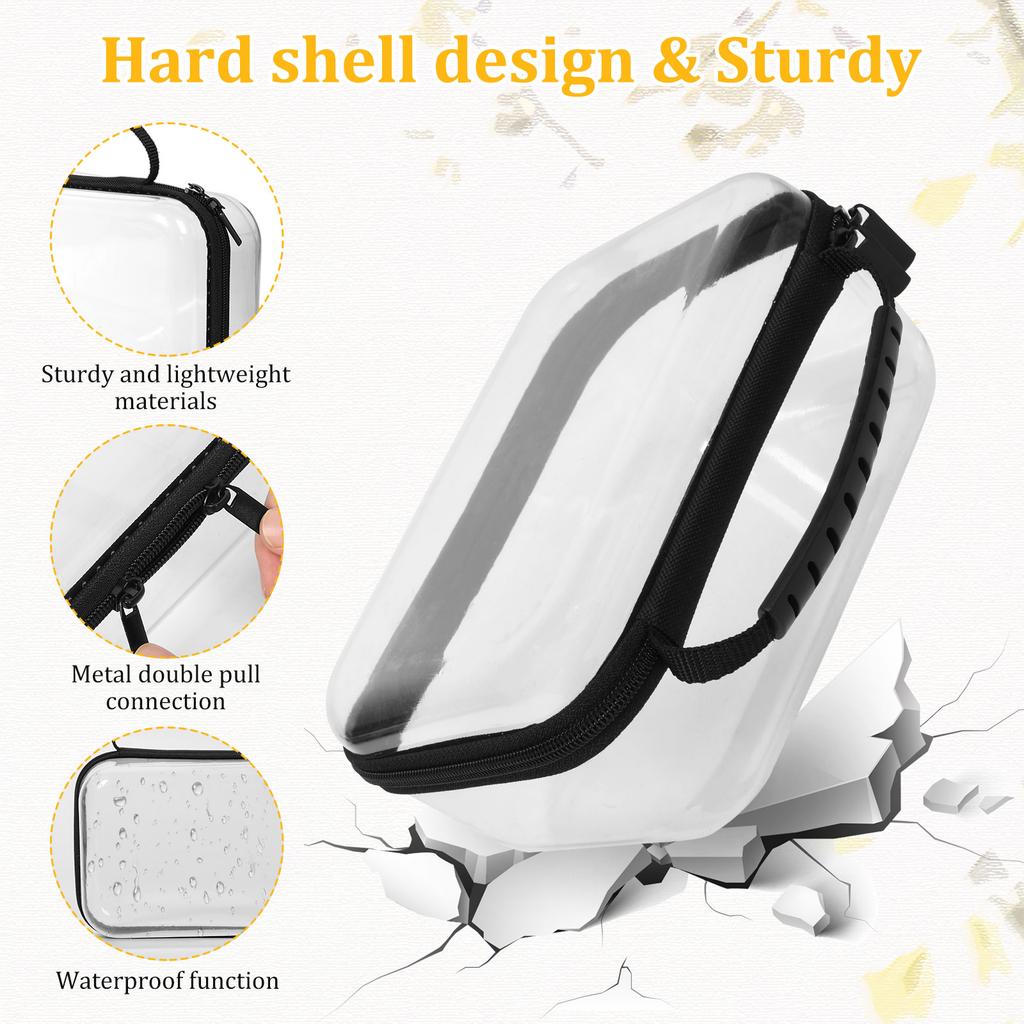 3Pcs Multi-Size Hard Storage Box Portable Clear Hard Shell Zipper Case Waterproof Makeup Storage Box Outdoor Tool Bag for Travel