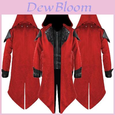 Atemberaubende Mittelalterliche Halloween Retro Steppjacke für Herren mit langen Ärmeln