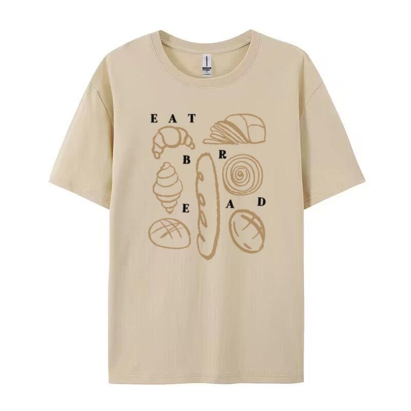 Retro Y2k Bread Lover T Shirt Funny Foodie TShirt Cute Croissant Baguette Tee Short Sleeve Bakery Shirt Womens Clothes Gift