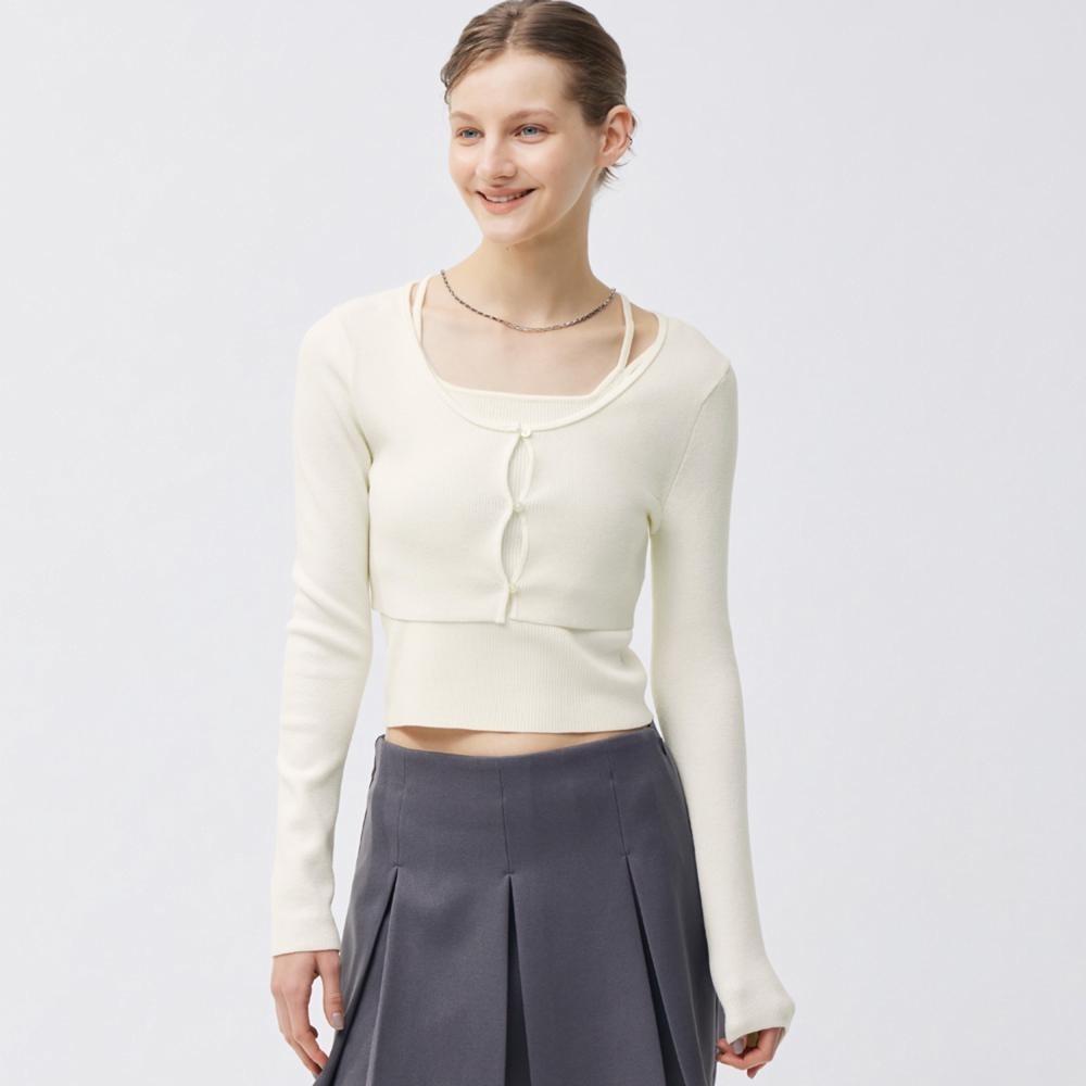 

Укороченный кардиган из двух частей GU by Uniqlo с длинными рукавами