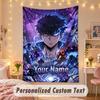 Custom Personalized Tapestry,Solo Leveling Print Custom Name Text Wall Art Hanging for Bedroom