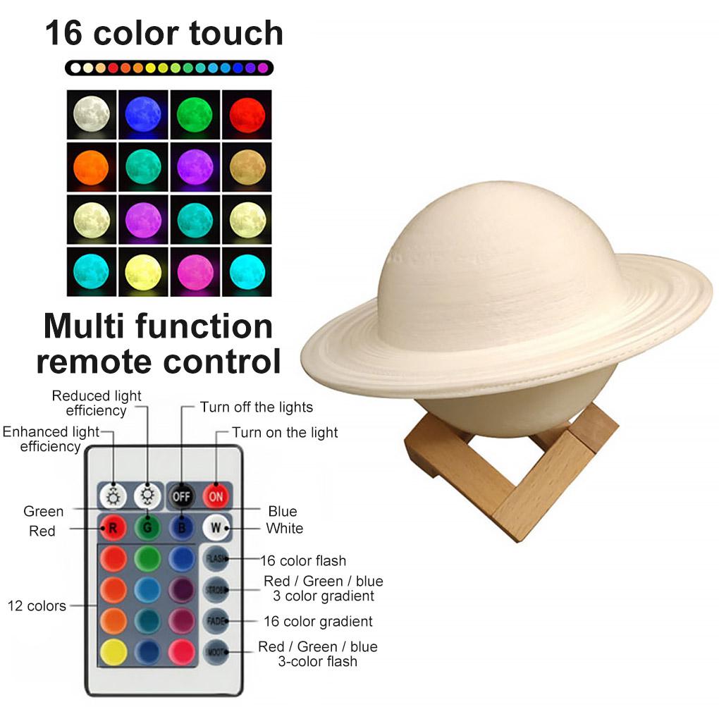 USB 3D Moon Night Lamp Remote Control Colorful LED Bedroom Bedside Light Home Decor