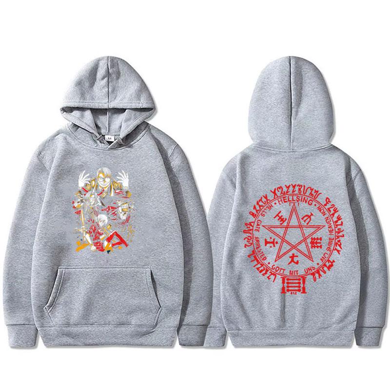 Anime Hellsing Abraham Van Helsing Vampir Alucard Grafik Hoodie Herren Damen Cartoon Manga Pullover Herren Fleece Baumwoll-Hoodies