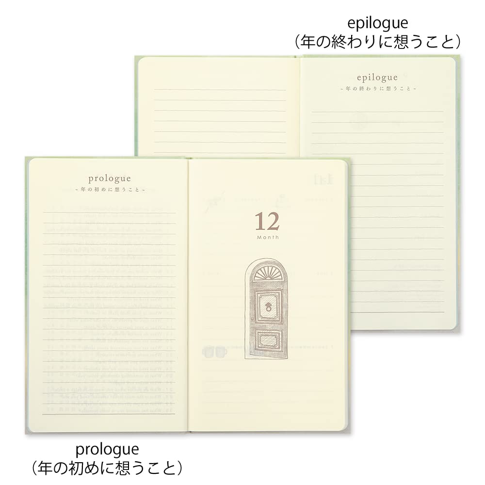 DESIGNPHIL MIDORI 12899006 Diary, 12-Month Spread, Green,