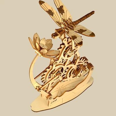 3D Puzzle for Adults, Wooden Puzzles Lotus and Fliying Dragonfly Building Kits, DIY Wood Crafts Cool Toys for Birthday, STEM Hobbies for Women Men
