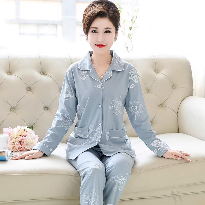 Pajamas women's spring and autumn imitation cotton high value fresh and sweet love women's long-sleeved trousers set loose loungewear