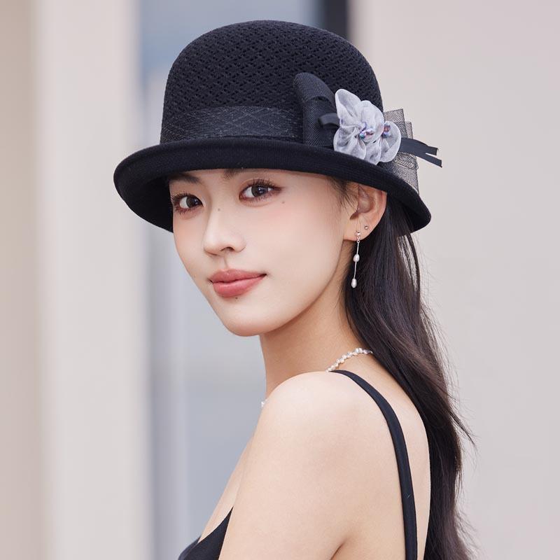 Spring Summer New Flower Bucket Hat For Women, Breathable Rolled Brim Knit Cap, Sun Protection Fashion Versatile