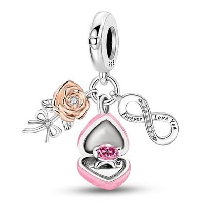 925 Silver Rose Butterfly Charms Beads DIY Jewelry For Women Original Pan Bracelet Bangle Infinite Design
