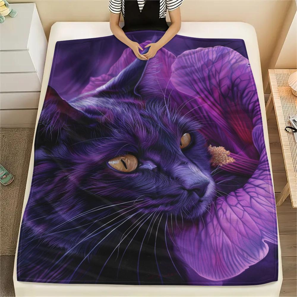 1Pc Cartoon Print Flannel Blanket, High Quality Comfortable for All Seasons, Home Decor, Warmth and Comfort, Perfect for Christmas Birthday Gift