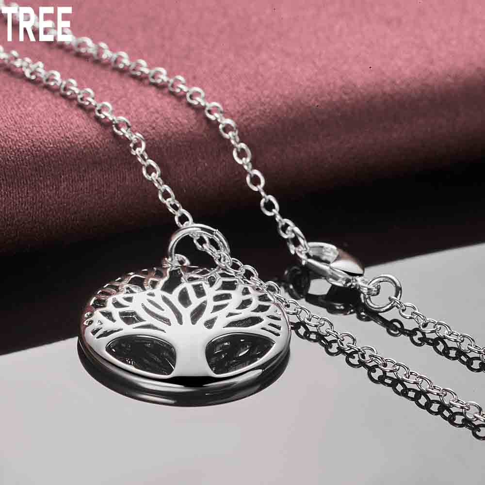 925 Sterling Silver Tree of Life Pendant Necklace Fashion Wedding Jewelry