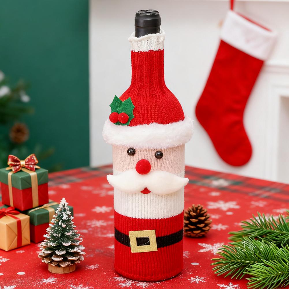 Vánoční sada obalů na láhve Santa Sněhulák Tkané sáčky na láhve na vánoční večírek Dekorace jídelního stolu Novoroční dárky