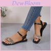 2024 New Arrival Women's Flat Square Toe Sparkly Roman Sandals Wholesale