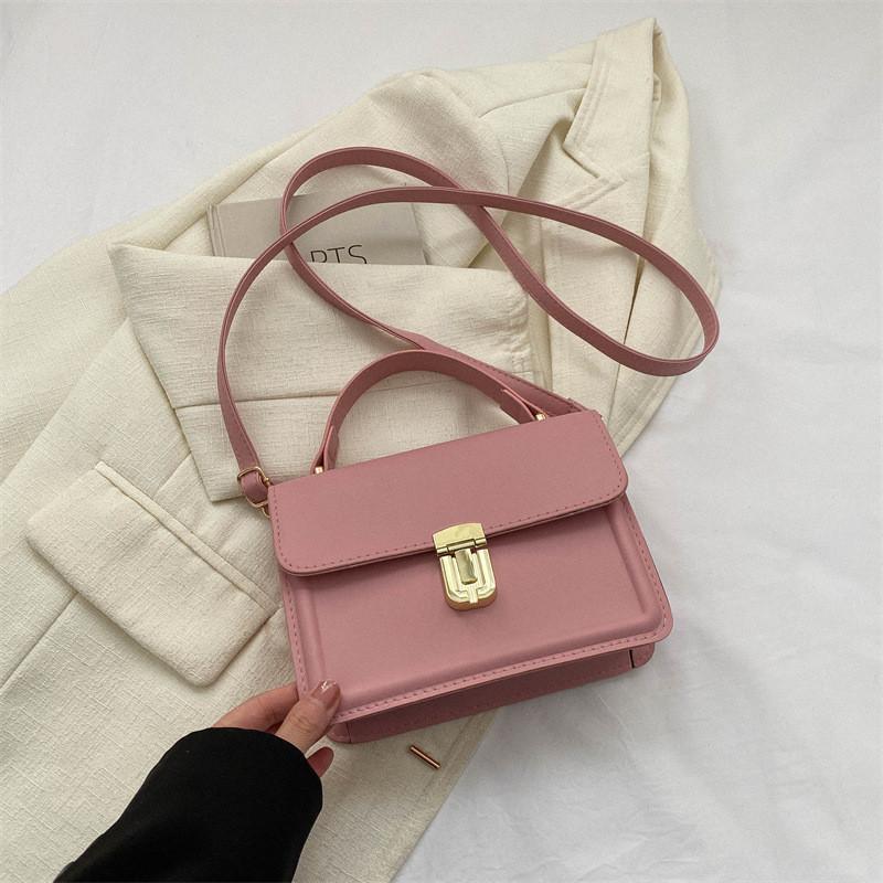 Chic Casual Pu Leather Shoulder Bag For Women Medium-sized Elegant Handbag розовый