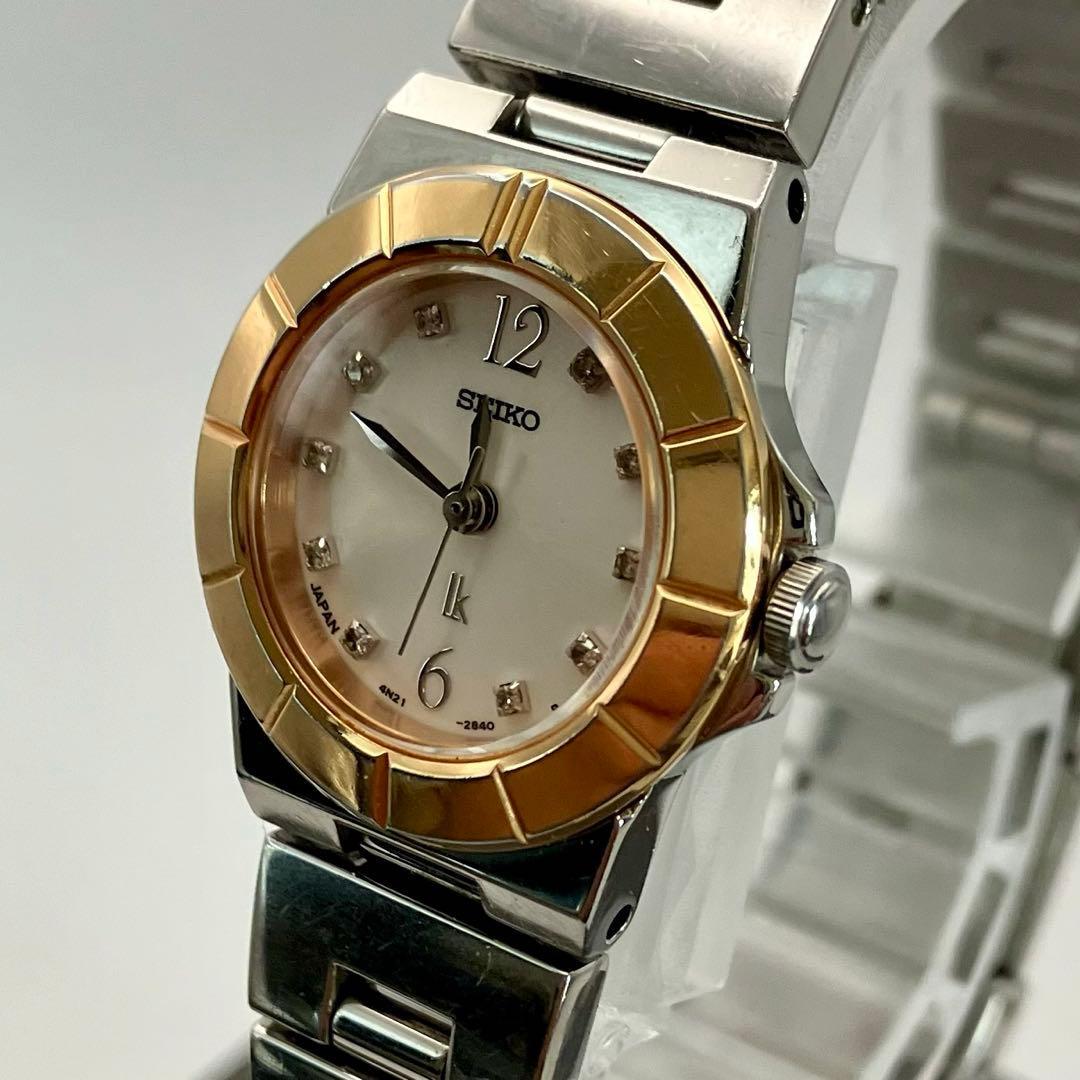 Used New battery SEIKO Seiko Rukia 4N21-1130 wristwatch with stone limited edition