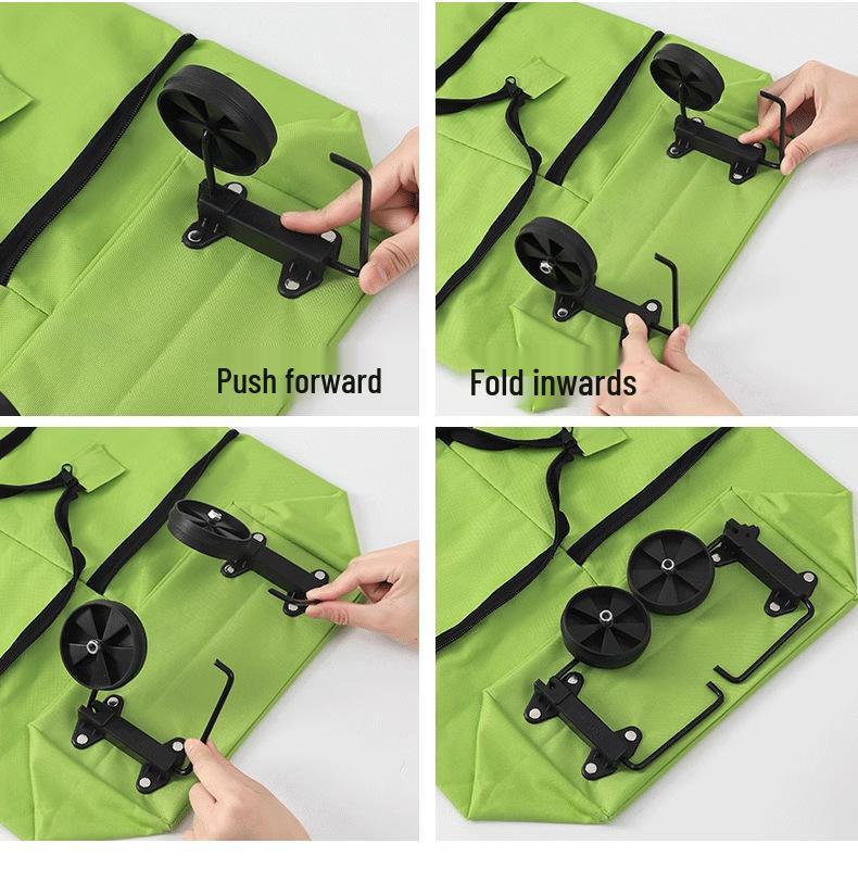 Lightweight Foldable Grocery Cart with Wheels - Portable Shopping Trolley and Household Handcart