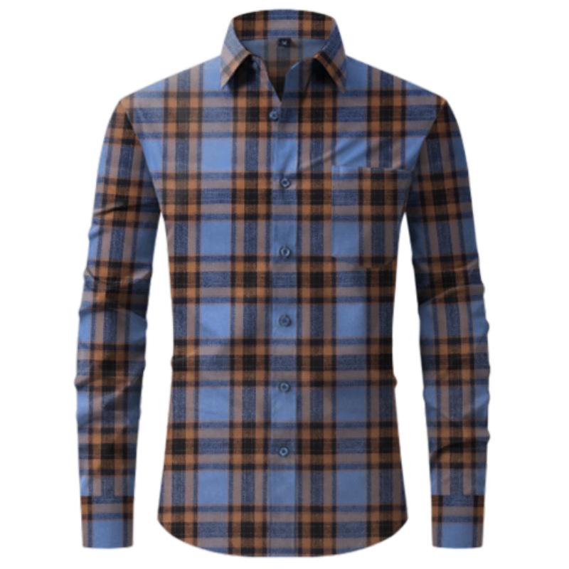 Plaid Men's Shirt Long Sleeve Cardigan
