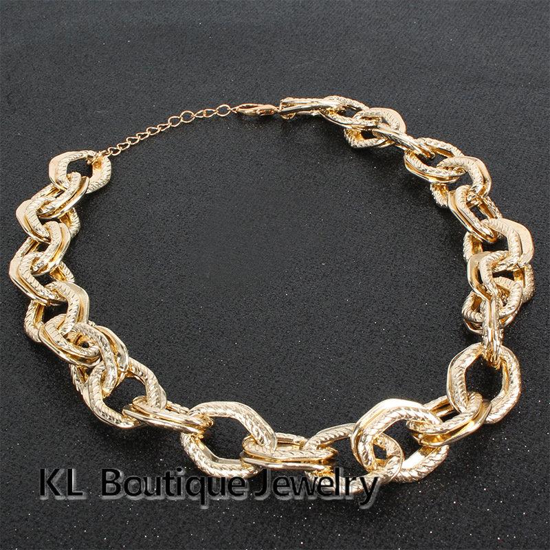 Fashion Exaggerated Punk Style Ladies Geometric Stitching Thick Chain Necklace