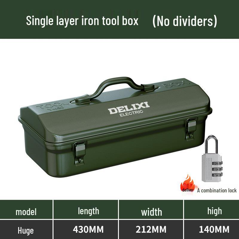 Delixi Industrial-Grade Metal Tool Box for Home and Auto Repair