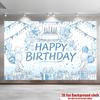 1pc Blue Birthday Backdrop Banner Suitable for Birthday Decoration Anniversary Celebration Photography Props