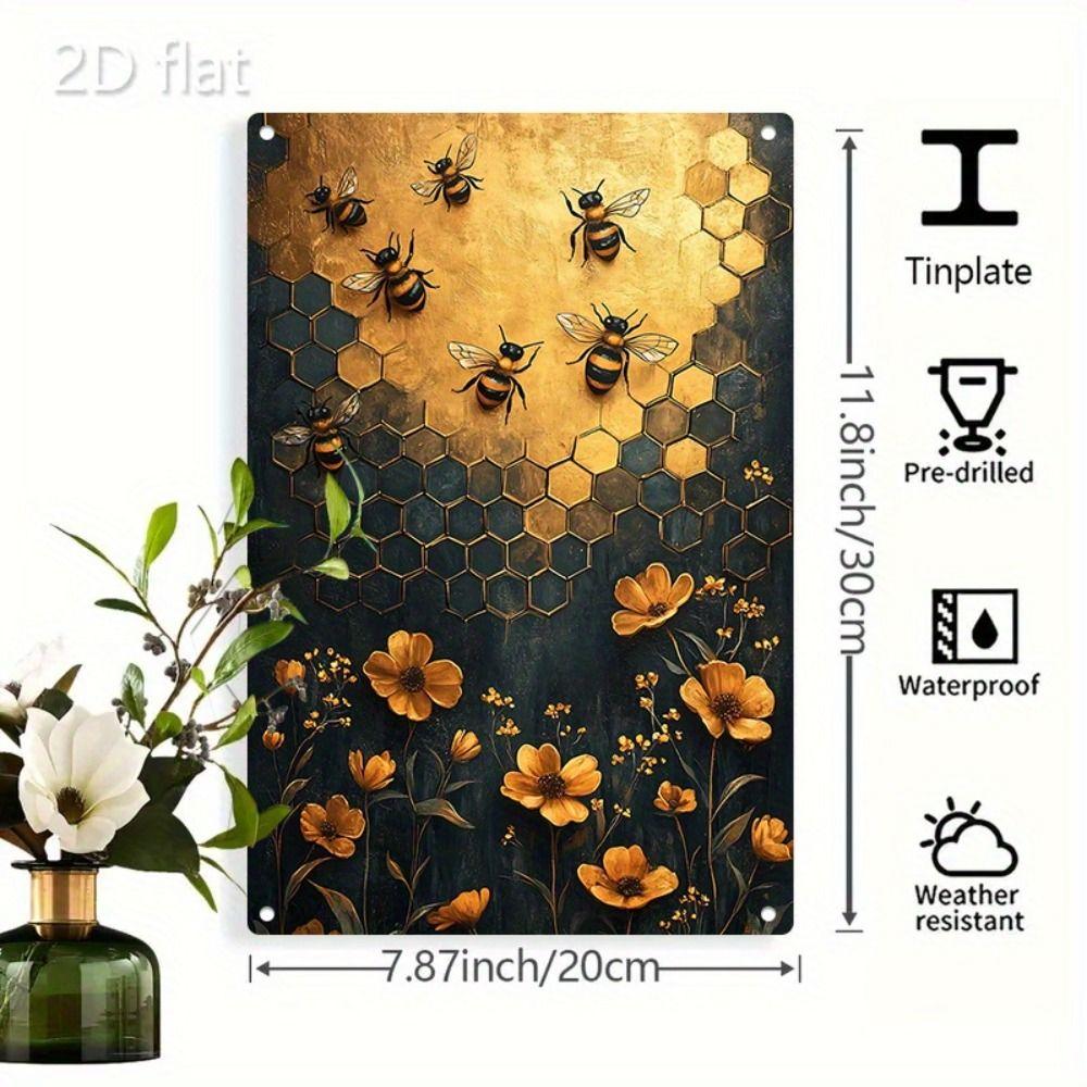 Metal Sign Bee Flower Nature Sunflower 20x30cm Wall Decor