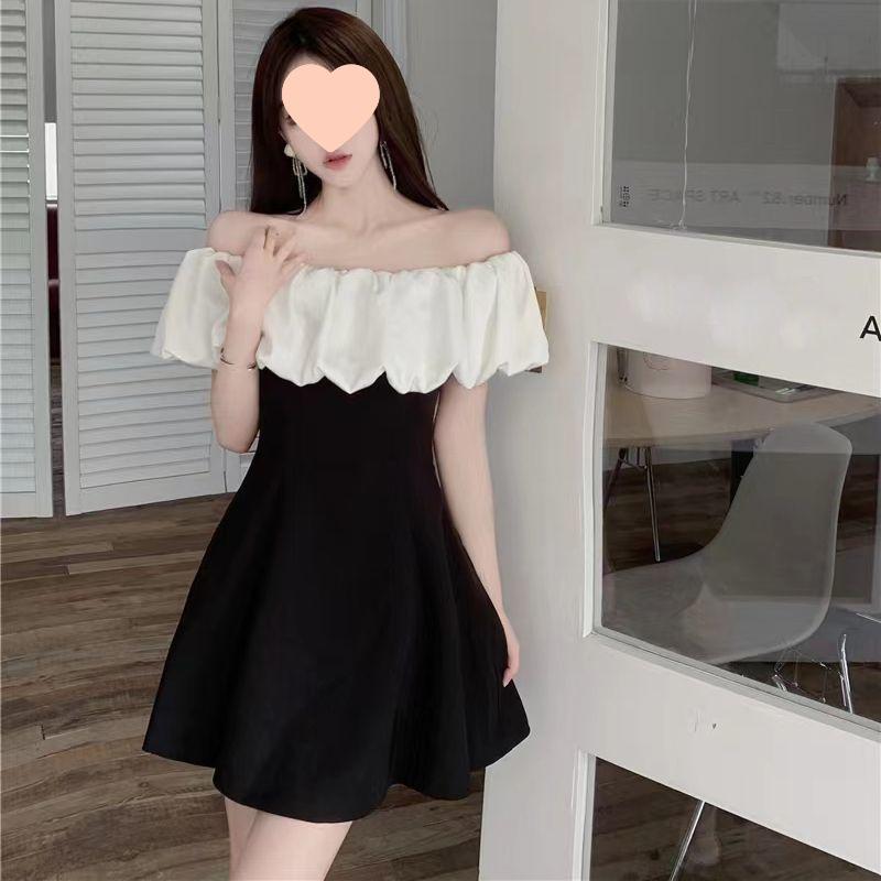 2025 Summer One-Shoulder Ruffle Collar Bodycon Dress - Elegant and Sexy Birthday or Formal Wear S