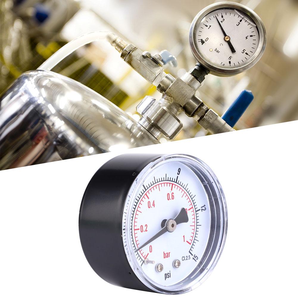 Pressure Gauge 50mm 1Celsius8 BSPT Back Connection for Water Oil Gas (0-15PSI 0-1Bar)