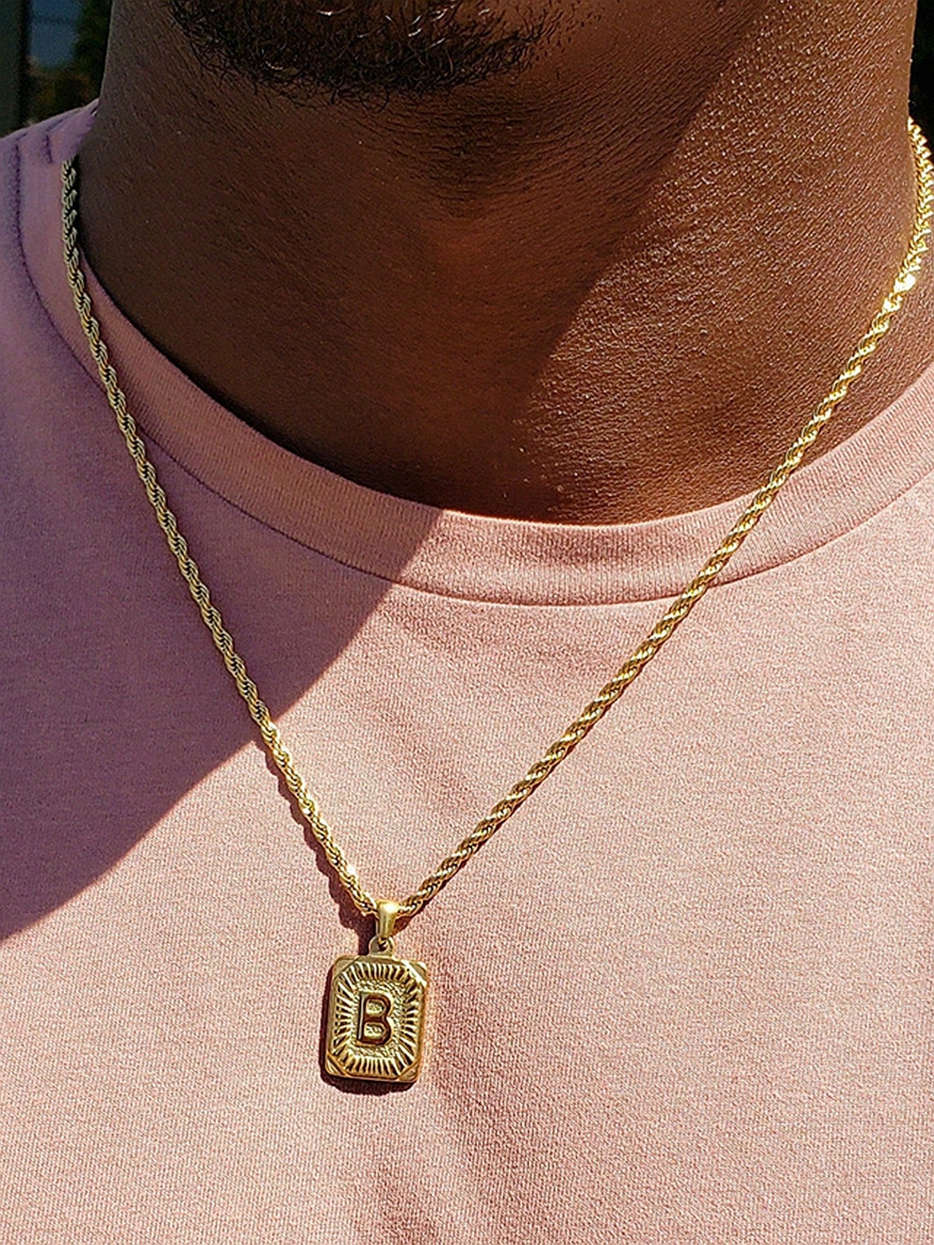 

1 шт. цепочка витая веревка из нержавеющей стали, квадратное ожерелье с подвеской-биркой с 26 буквами для мужчин A