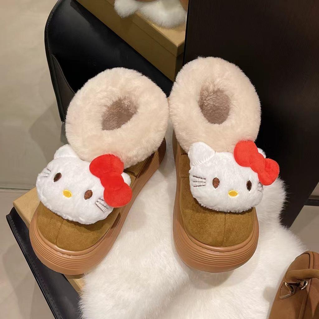 Cute cartoon kitten platform cotton shoes women's season fashion velvet warm bag head cotton shoes women