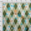 oneOone Cotton Flex Dark Green Fabric Check Argyle Floral Quilting Supplies Print Sewing Fabric By The Yard 40 Inch
