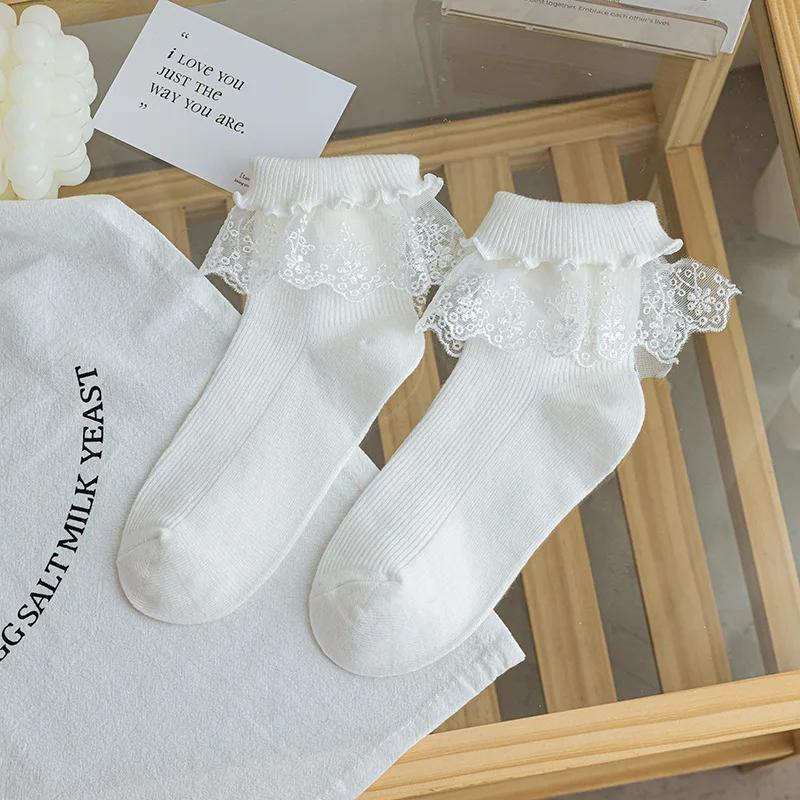 Korean Summer Sweet Lolita Lace Socks Princess Ruffle Sock for Girls Women Socks School Students White Socks